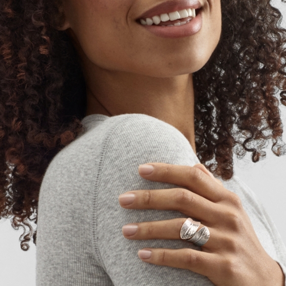 925 Sterling silver "curled leaf" ring size 10 - Picture 2 of 5